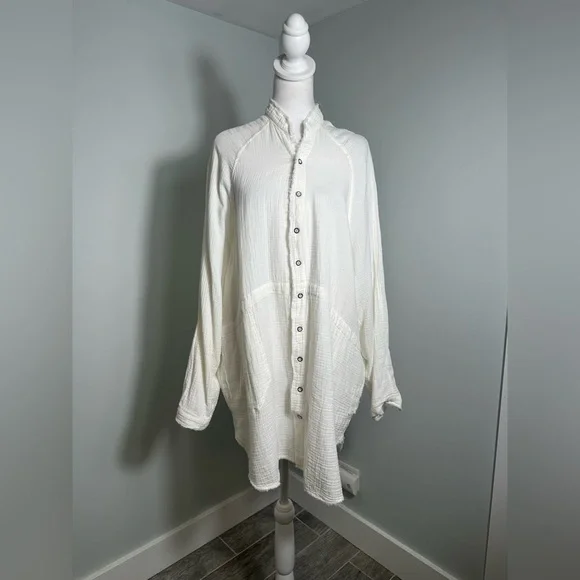 We The Free Womens Daydream White Cotton Tunic Button-Down Top Shirt NWT Small - Picture 4 of 17